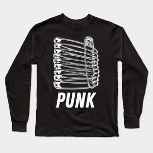 Punk #3 - Safety Pin Typography Design Long Sleeve T-Shirt